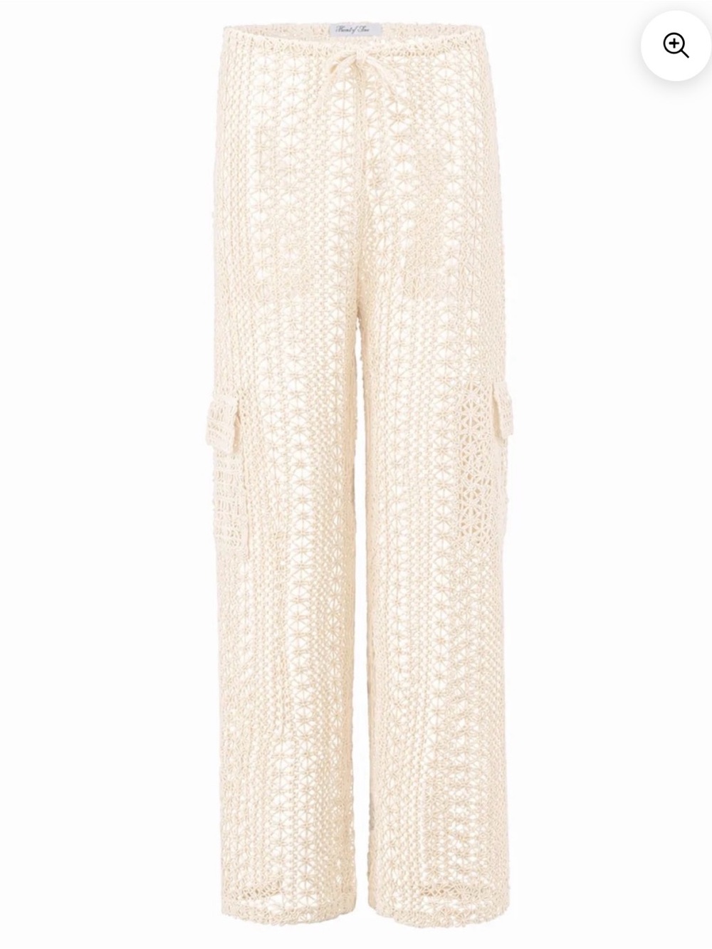 Crochet Wide-Leg Cargo Pants in Cream